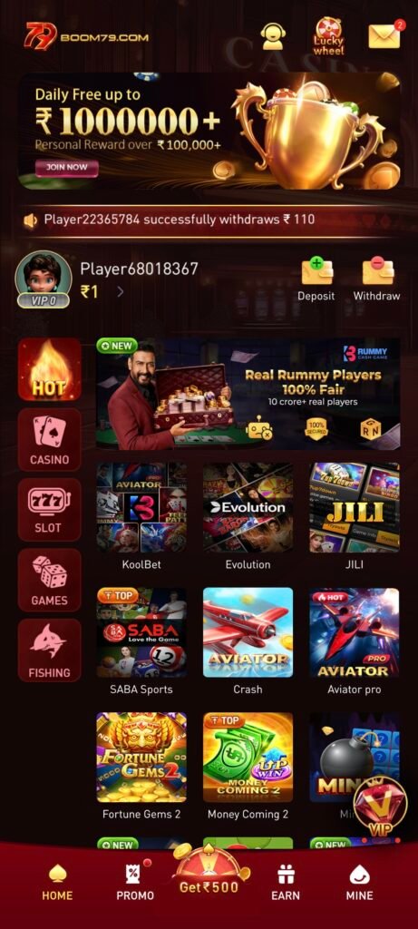 Boom79 game official homepage interface